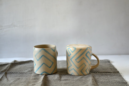 Beige Maze Mug Blue