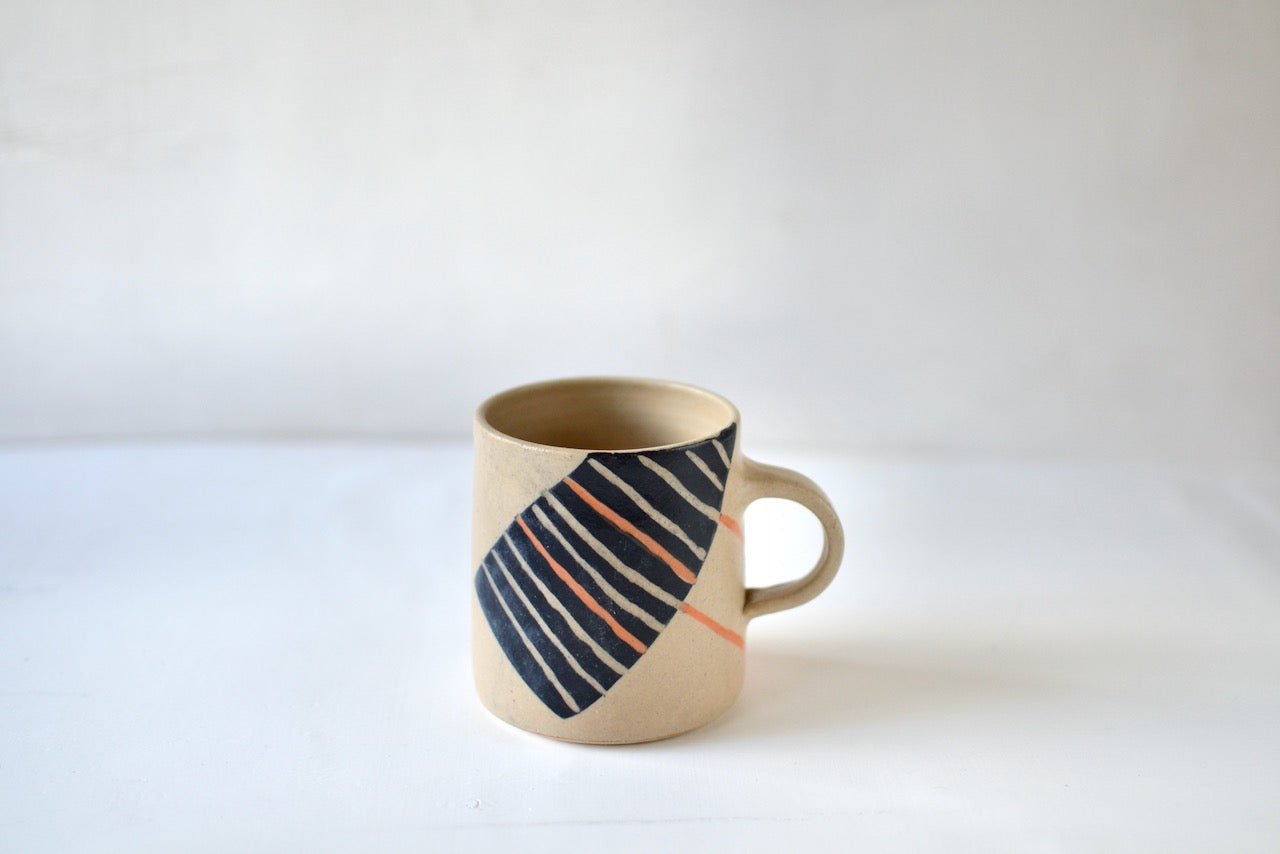 Feeling Stripy V2 Mug - Beige and Orange