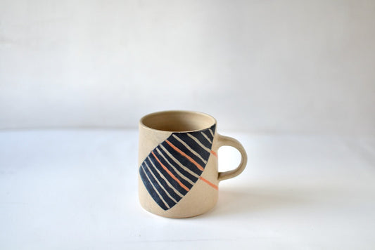 Feeling Stripy V2 Mug - Beige and Orange