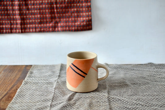 Feeling Stripy V2 Mug - Beige and Orange