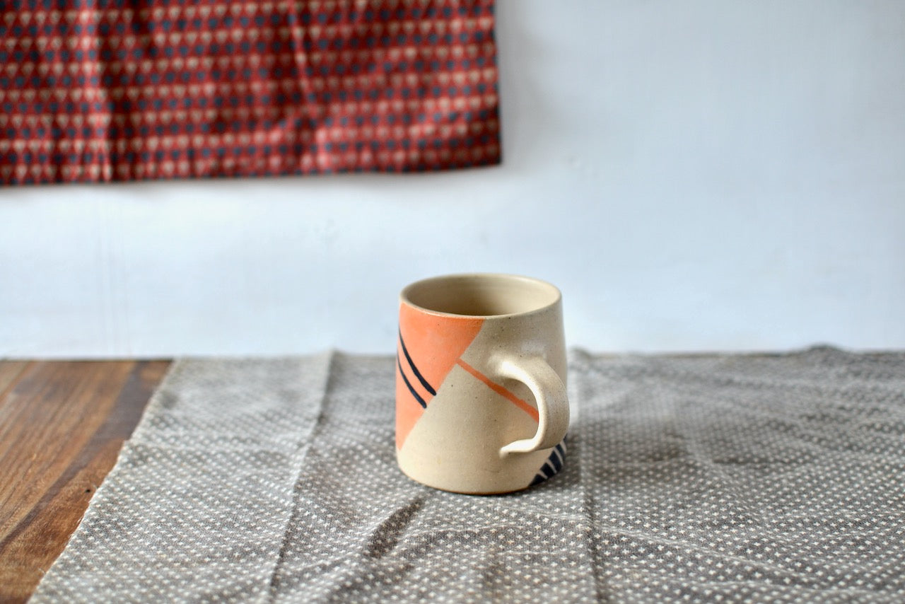 Feeling Stripy V2 Mug - Beige and Orange