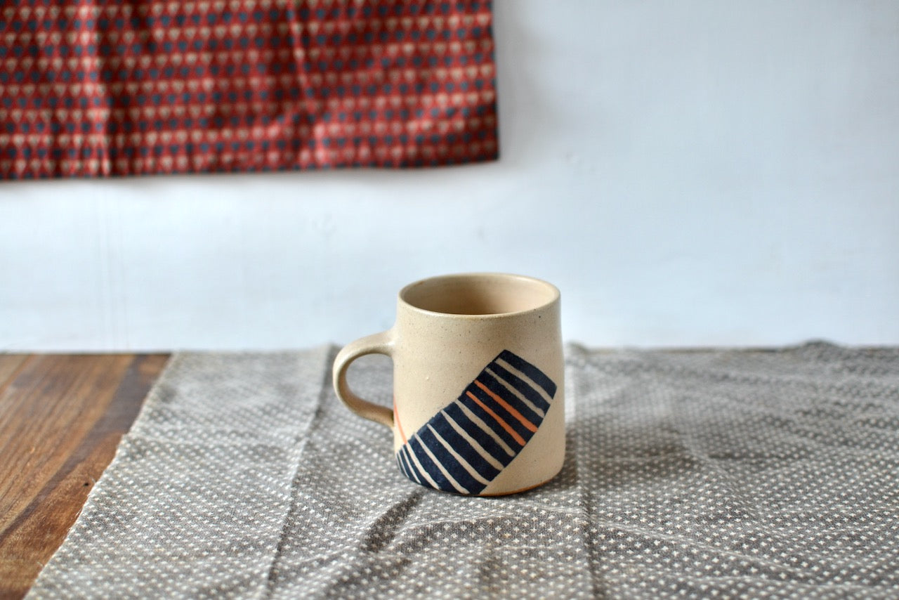 Feeling Stripy V2 Mug - Beige and Orange